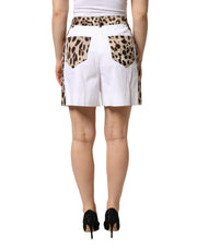 Dolce & Gabbana White Cotton High Waist Bermuda Mini Shorts