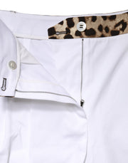 Dolce & Gabbana White Cotton High Waist Bermuda Mini Shorts