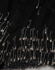 Dolce & Gabbana Black Pins Cotton Denim Hot Pants Shorts