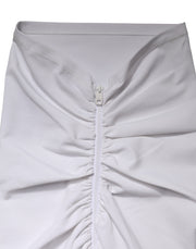 Dolce & Gabbana White Viscose Pencil Cut High Waist Mini Skirt