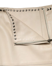Dolce & Gabbana Beige Leather Studs Mid Waist Mini Skirt
