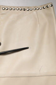 Dolce & Gabbana Beige Leather Studs Mid Waist Mini Skirt