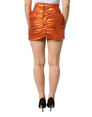 Dolce & Gabbana Metallic Orange Viscose High Waist Mini Skirt