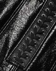 Dolce & Gabbana Black Nylon Eyelet Detail Coated Mini Skirt