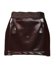 Dolce & Gabbana Dark Brown Cotton Fitted High Waist Mini Skirt