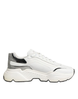 Dolce & Gabbana White Silver Daymaster Low Top Sneakers Shoes