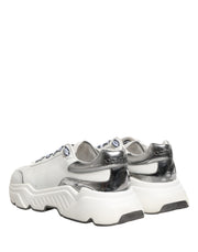 Dolce & Gabbana White Silver Daymaster Low Top Sneakers Shoes