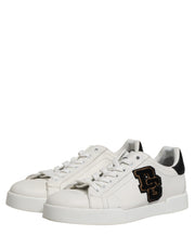 Dolce & Gabbana White Leather DG Logo Low Top Sneakers Shoes