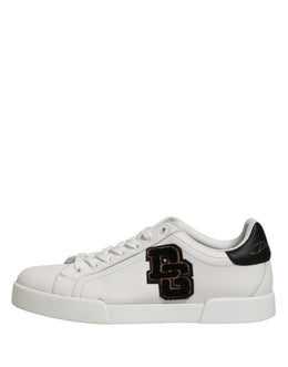 Dolce & Gabbana White Leather DG Logo Low Top Sneakers Shoes
