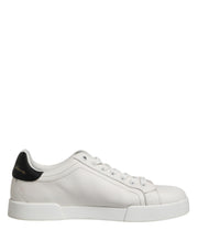 Dolce & Gabbana White Leather DG Logo Low Top Sneakers Shoes