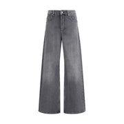 Marine Serre Gray Cotton Flared Jeans