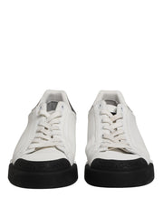 Dolce & Gabbana Black White Leather Low Top Sneakers Shoes