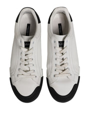 Dolce & Gabbana Black White Leather Low Top Sneakers Shoes