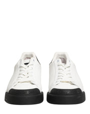 Dolce & Gabbana Black White Leather Low Top Sneakers Shoes