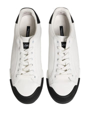 Dolce & Gabbana Black White Leather Low Top Sneakers Shoes