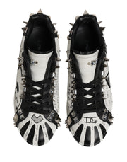 Dolce & Gabbana Black White Studded Low Top Sneakers Shoes