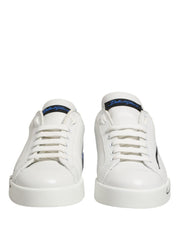 Dolce & Gabbana White Blue Portofino Low Top Sneakers Shoes