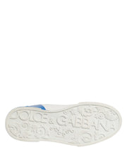 Dolce & Gabbana White Blue Portofino Low Top Sneakers Shoes