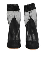 Dolce & Gabbana Black Nylon Stretch Mesh Sock Boots  Shoes