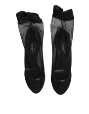 Dolce & Gabbana Black Nylon Stretch Mesh Sock Boots  Shoes