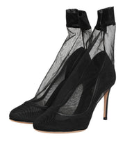 Dolce & Gabbana Black Nylon Stretch Mesh Sock Boots  Shoes