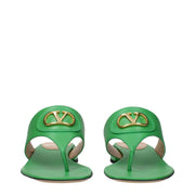 Valentino Garavani Green Leather Flip-Flop Sandals