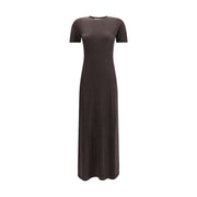 Ferragamo Brown Fleece Wool Long Dress