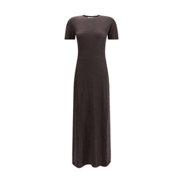 Ferragamo Brown Fleece Wool Long Dress