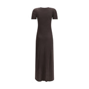 Ferragamo Brown Fleece Wool Long Dress