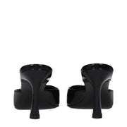 The Attico Black Leather Flat Sandals