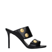 Balmain Black Leather Stiletto Heel Sandals