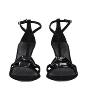 Balmain Black Leather Stiletto Heel Sandals