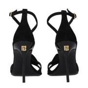 Balmain Black Leather Stiletto Heel Sandals