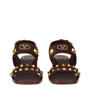 Valentino Garavani Brown Leather Strap-On Sandals