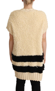 Philosophy Beige Black Short Sleeve Button Cardigan Sweater