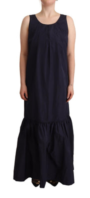 P.A.R.O.S.H. Navy Blue Sleeveless Round Neck Mermaid Long Dress