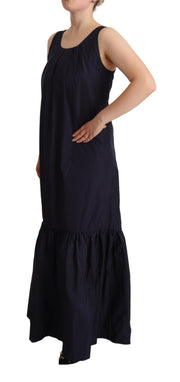 P.A.R.O.S.H. Navy Blue Sleeveless Round Neck Mermaid Long Dress
