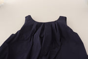 P.A.R.O.S.H. Navy Blue Sleeveless Round Neck Mermaid Long Dress