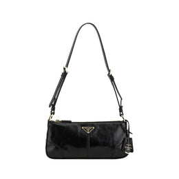 Prada Black Calf Leather Bos Taurus Shoulder Bag