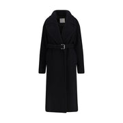 Max Mara Black Fleece Wool Coat