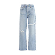Agolde Light Blue Cotton Straight-Leg Jeans