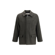 Ami Paris Gray Fleece Wool Coat