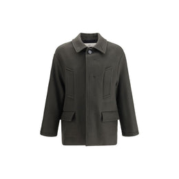 Ami Paris Gray Fleece Wool Coat