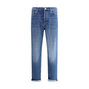 Brunello Cucinelli Blue Cotton Straight-Leg Jeans