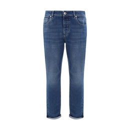 Brunello Cucinelli Blue Cotton Straight-Leg Jeans
