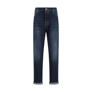 Brunello Cucinelli Blue Cotton Straight-Leg Jeans