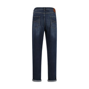 Brunello Cucinelli Blue Cotton Straight-Leg Jeans