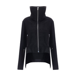 Rick Owens Black Fleece Wool Biker Jacket