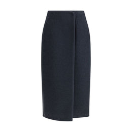 RIER Blue Fleece Wool Midi Skirt