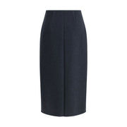 RIER Blue Fleece Wool Midi Skirt